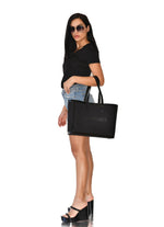 Capri black canvas mid tote