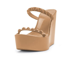 Nude Jelly Shoes wedge rose scented studs beach made in italy so cute