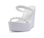 White Jelly Shoes wedge rose scented studs beach made in italy so cute